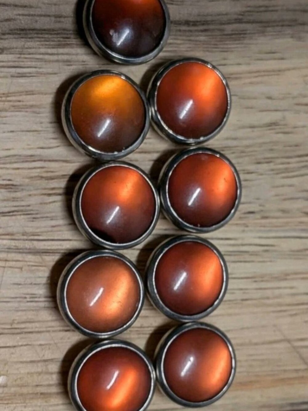 9 Silver Amber Standard Pearl Snaps Fasteners Prong Ring Snaps (Cap Only)